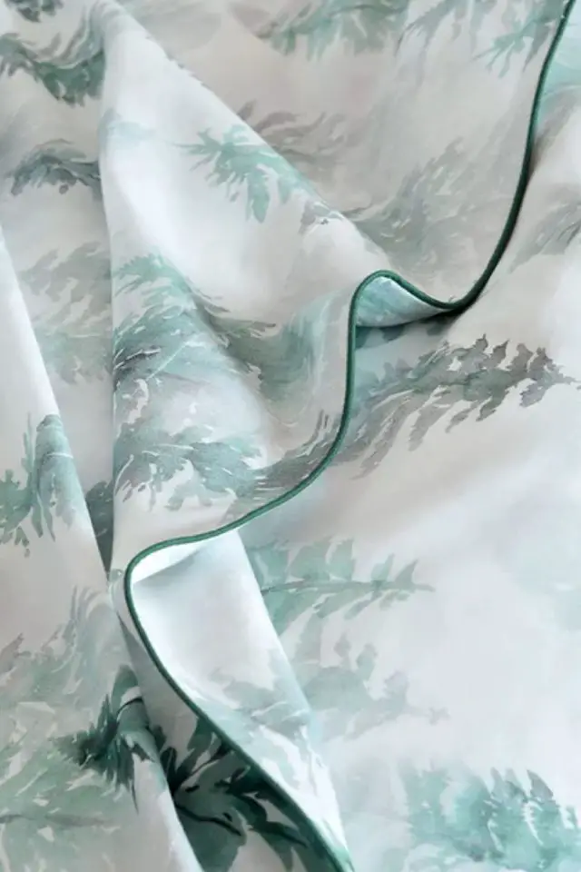 linge de lit haut de gamme anne de solene imprimé moderne aquarelle vert nature premium