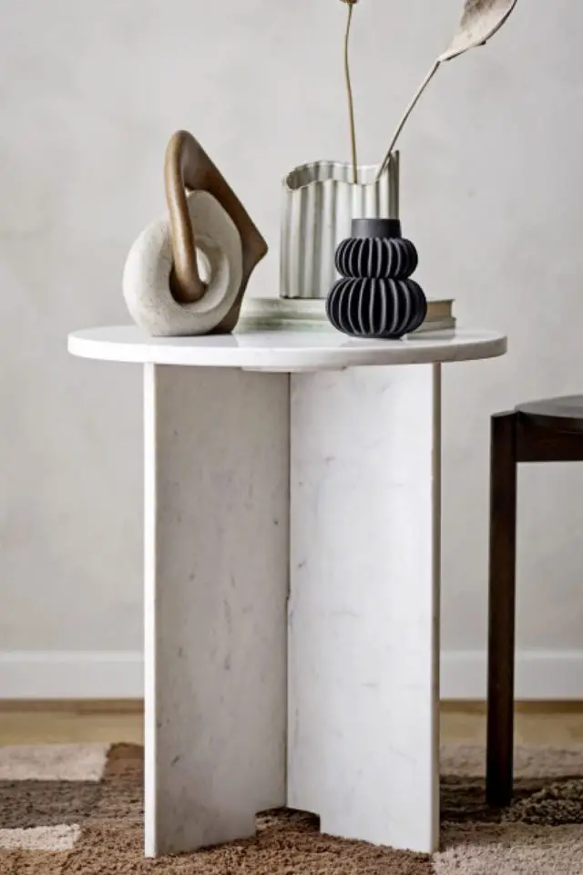 meuble luminiaire marbre elegant Table d'appoint ronde en marbre ø46cm