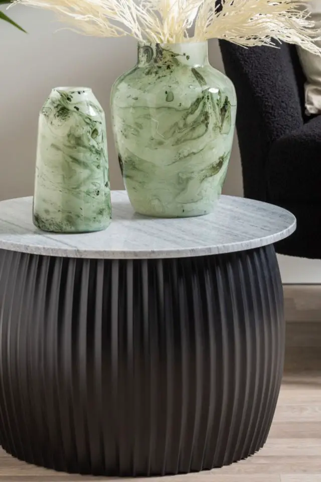 meuble luminiaire marbre elegant Table d’appoint en marbre et métal ø52cm
