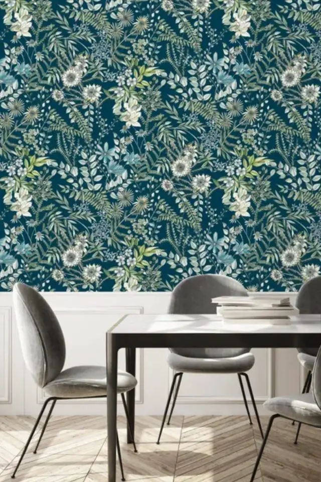 papier peint motif salle a manger Échantillon DIN A4 de Papier peint lessivable en vinyle fleurs et plantes sauvages