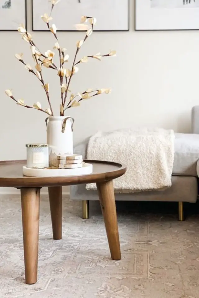 petite table basse moderne salon inspirations slow living style minimaliste bois élégant ronde
