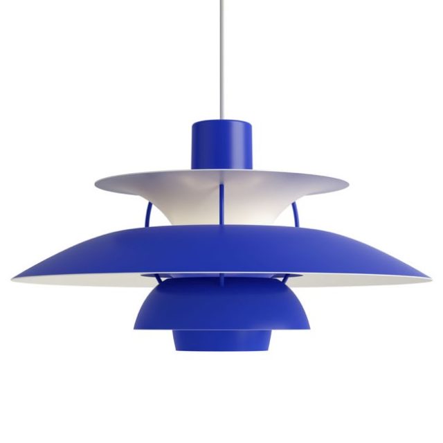 salle a manger vintage moderne made in design LOUIS POULSEN SUSPENSION PH 5 MÉTAL BLEU / Ø 50 CM - POUL HENNINGSEN, 1958 - LOUIS POULSEN