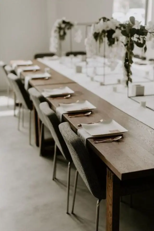 theme deco mariage minimaliste elegant table vaisselle chaise restaurant