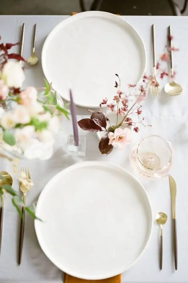 theme deco mariage minimaliste elegant vaisselle blanche moderne chic