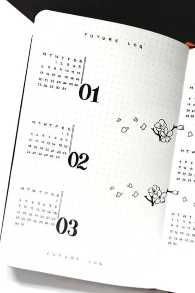 comment commencer bullet journal calendrier minimaliste noir et blanc déco
