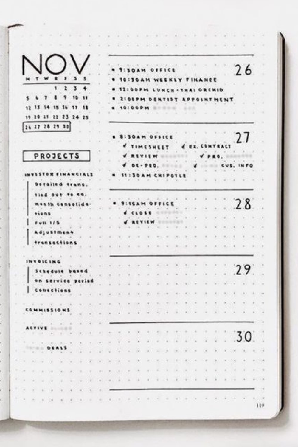 debuter bullet journal conseils page minimaliste semaine agenda personnalisé