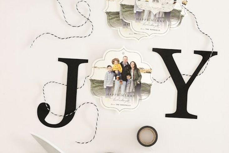 idee carte de voeux diy avec photo de famille guirlande message découpage