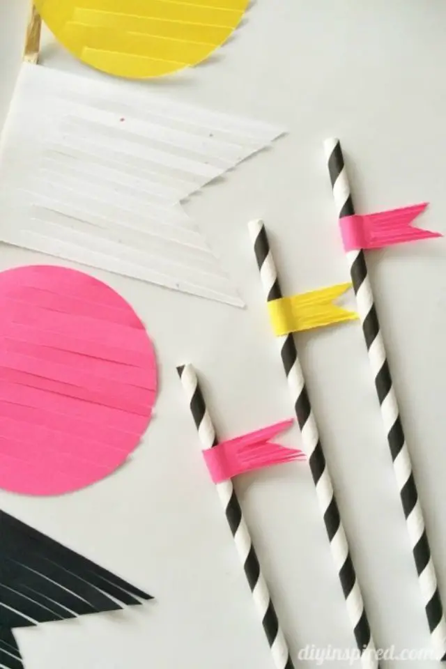 idee deco nouvel an a copier DIY facile fête paille en carton personnalisée masking tape