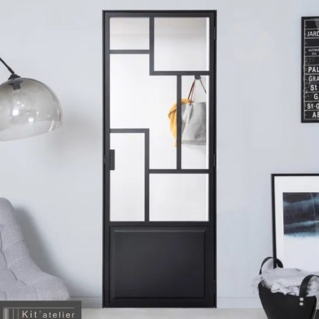 porte vitree moderne leroy merlin Bloc-porte personnalisable + kit Design, noir