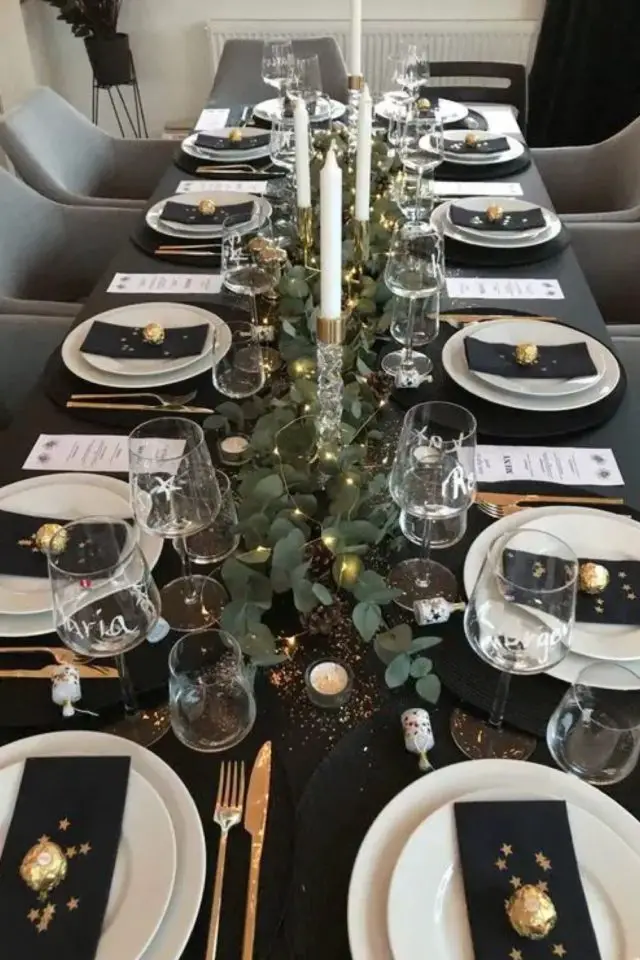table de noel chic exemples grande table familiale centre de table naturel bougies blanches