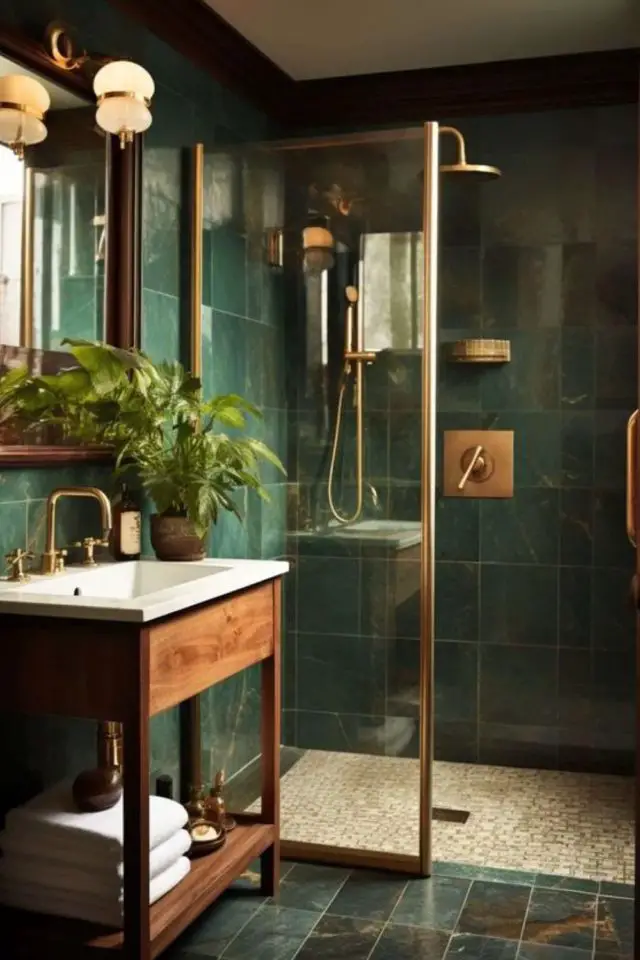 transformer salle de bain en spa verte douche nature peinture zen