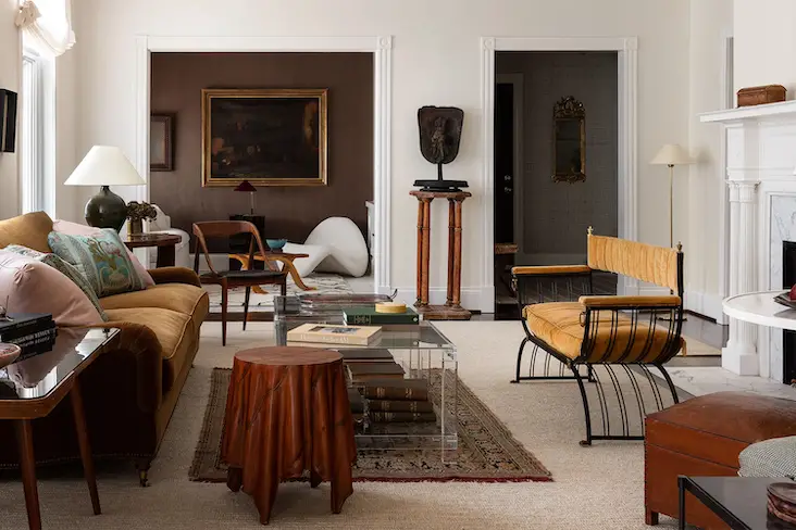 decoration vintage eclectique photo salon séjour meuble chiné couleur objets décoratifs