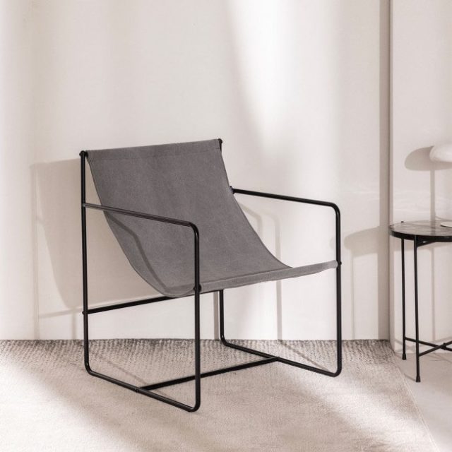 fauteuil design pas cher Fauteuil design en toile et métal noir