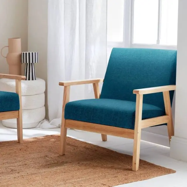fauteuil salon pas cher Fauteuil scandinave en bois et tissu