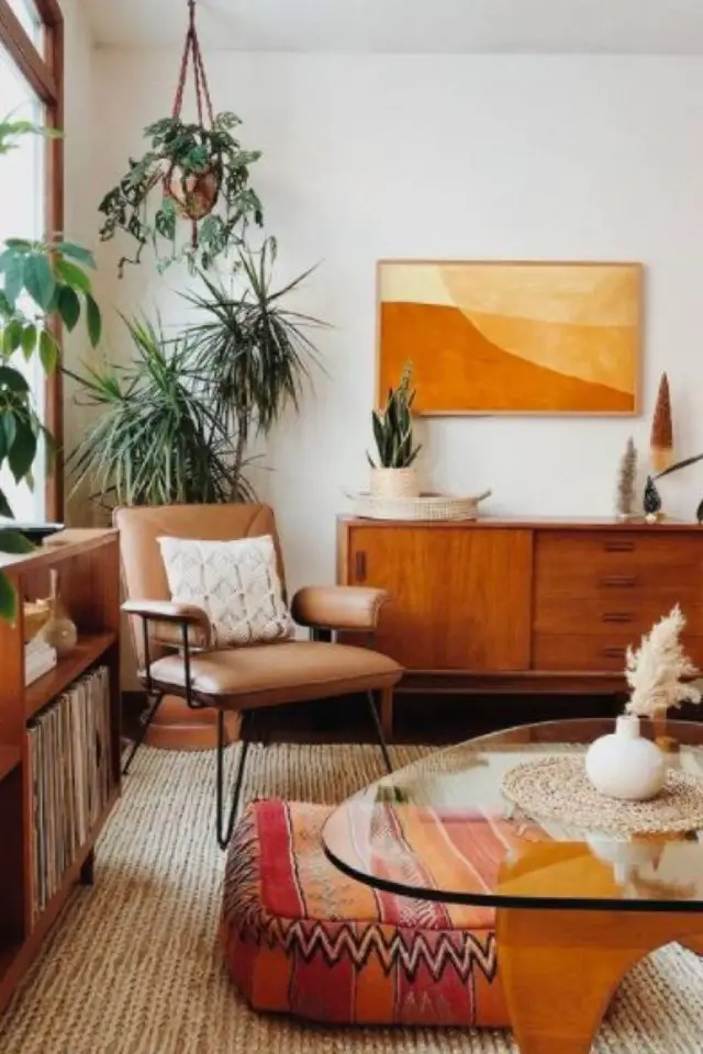 guide deco salon choix table basse en verre et bois forme organique meuble vintage années 50