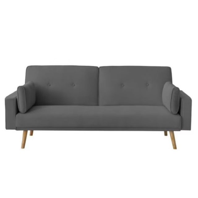 sofa convertible pas cher Canapé droit scandinave elga convertible 3 places en tissu - gris foncé