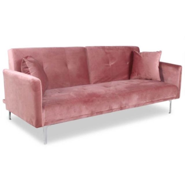 sofa convertible pas cher Canapé convertible clic-clac 3 places carla velours rose