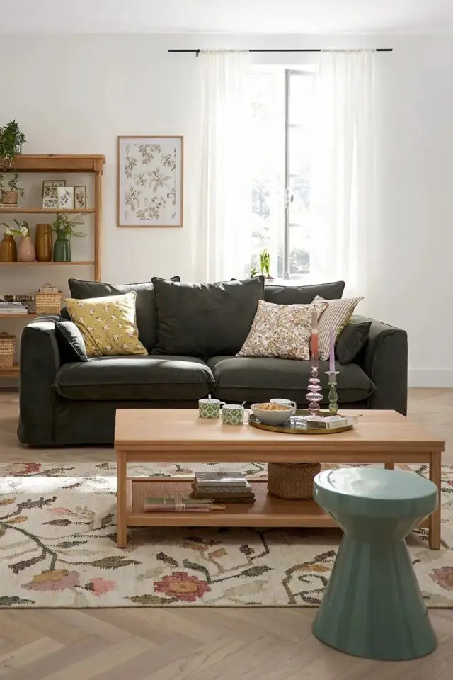 soldes hiver meuble salon Bout de canapé en céramique vert