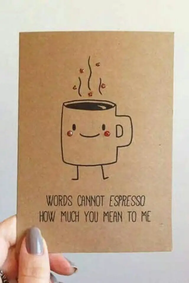 carte saint valentin a fabriquer dessin tasse de café jeu de mot pas kitsch 