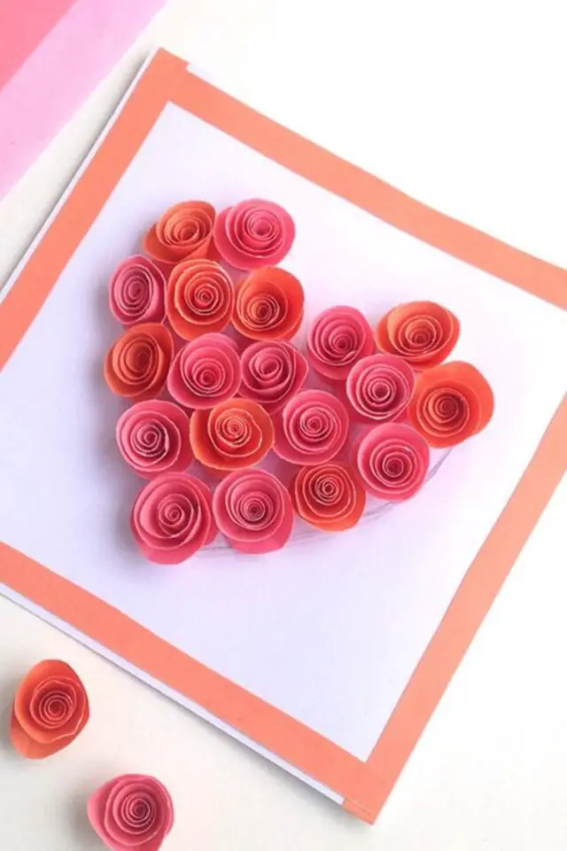 carte saint valentin a fabriquer quilling loisirs créatifs fleurs coeur fait-main