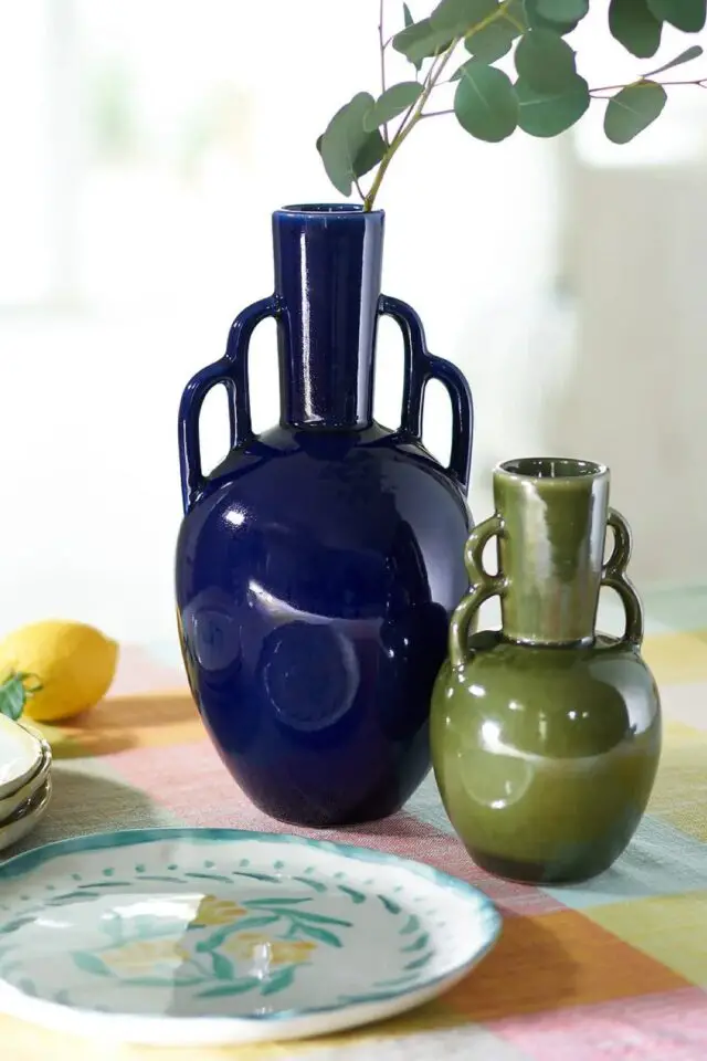 Nouvelle collection La Redoute Vase décoratif en faïence en forme d'amphore à double anses, vert