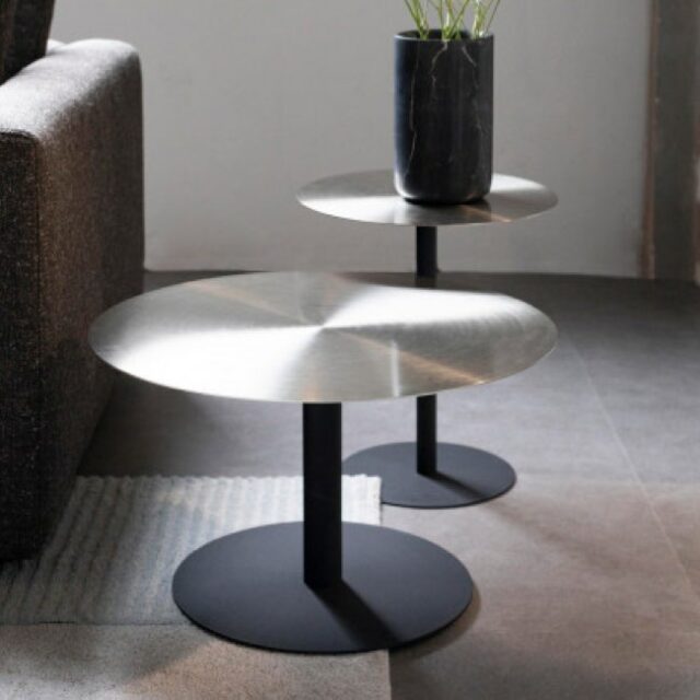 decoration chrome tendance Table basse ronde en métal brossé ø60cm