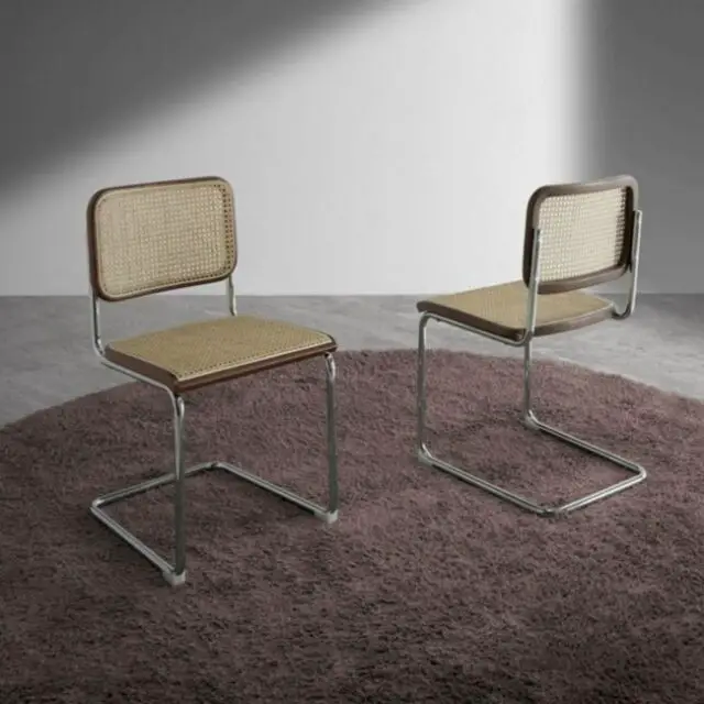 meuble et decoration metal chrome pas cher Chaise en cannage avec piètement chromé