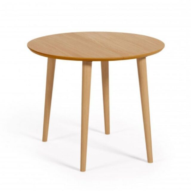belle table bois pour coin repas Table à manger extensible ronde en bois ø90-170x90cm