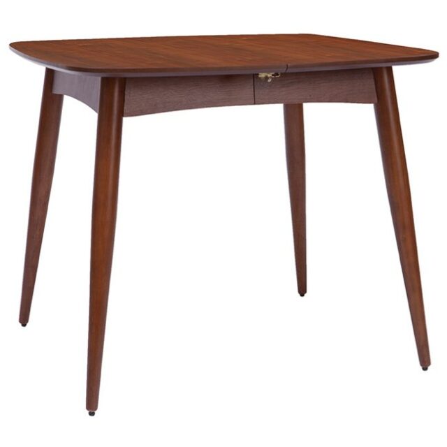 coin repas petite table en bois Table à manger extensible carrée en bois foncé L90-130 cm