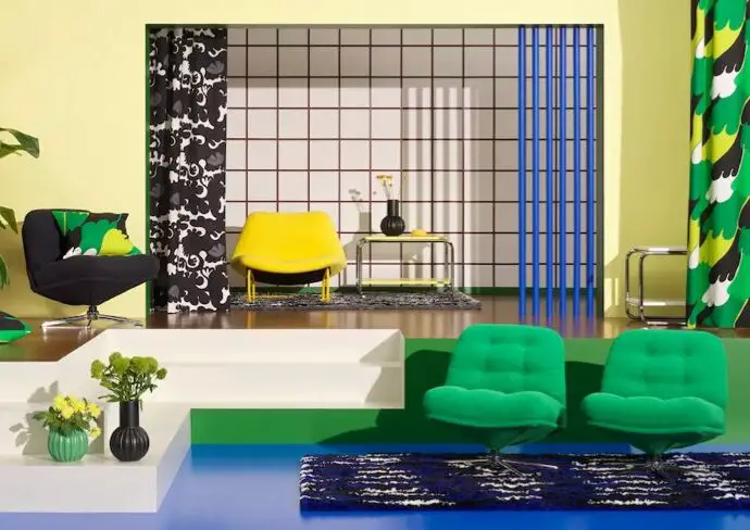 coup-de-coeur-deco-fauteuil-ikea noir et vert années 70 esprit rétro disco funky