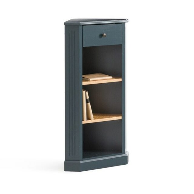 ou trouver meuble dangle pratique Étagère d'angle pin massif salon séjour salle à manger gris bleu