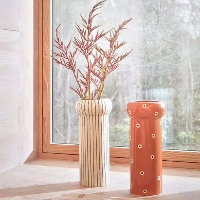 ou trouver objets decoratifs orange Vase orange en grès Ø18,5xH42cm