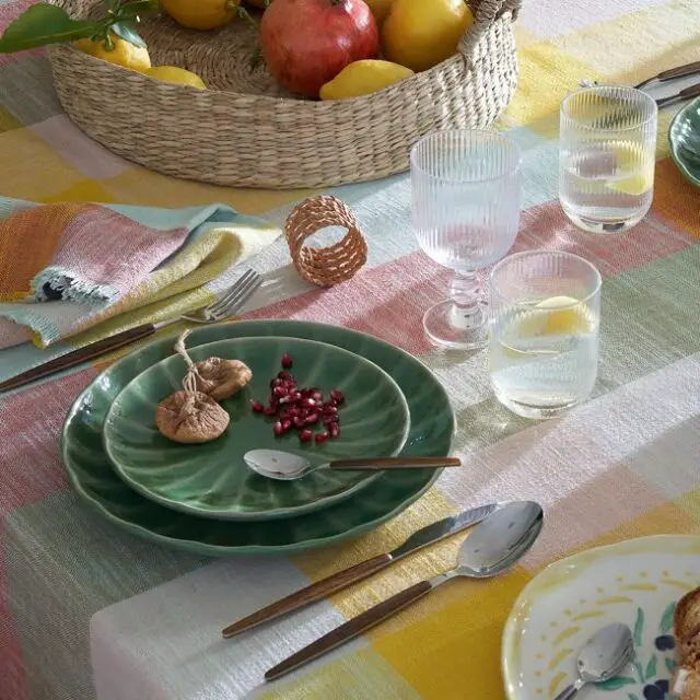 decoration table couleur la redoute Lot de 6 assiettes à dessert grès réactif vert