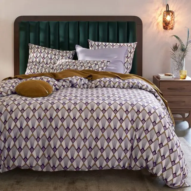 meuble couleur moderne la redoute Tête de lit rembourrée vert et noyer