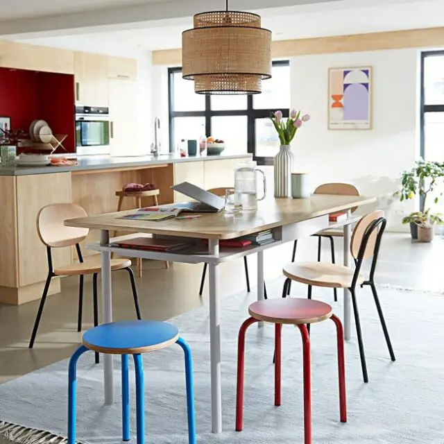 meuble couleur moderne la redoute Tabouret bas empilable écolier rouge