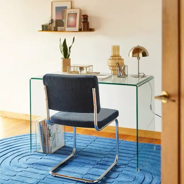 meuble couleur moderne la redoute Lot de 2 chaises cantilever en velours bleu nuit