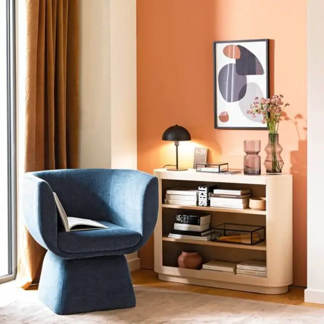 meuble couleur moderne la redoute Fauteuil velours design bleu pétrole