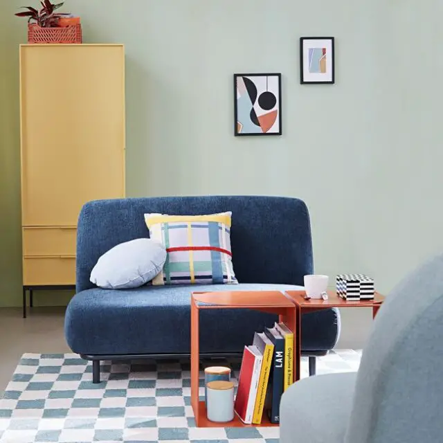 meuble couleur moderne la redoute Bout de canapé métal acier rouge orangé