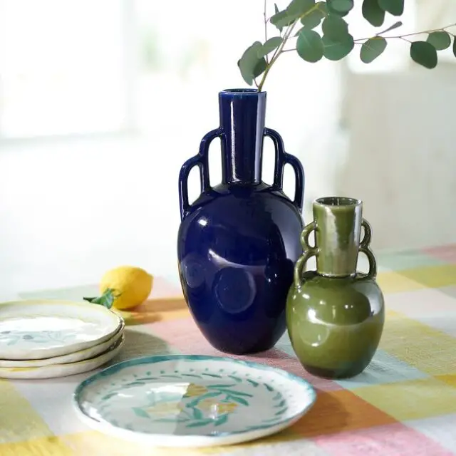objet decoration couleur la redoute Vase décoratif en faïence H33,5 cm bleu