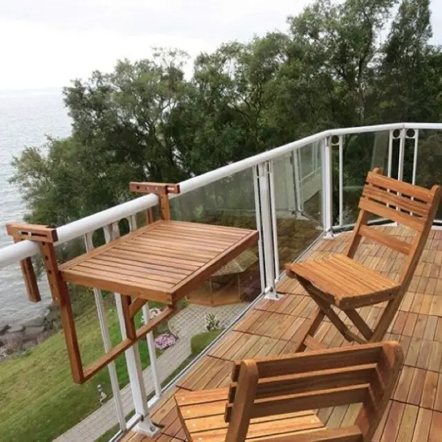 Interbuild stockholm table de pont pliante pour balcon réglable fsc bois d'acacia