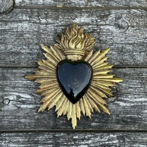 Grande Décoration Murale Ex-voto Coeur Et Fleurs - Décoration Murale