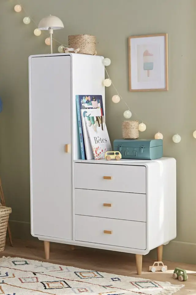 Armoirette enfant penderie et tiroir blanc Armoirette enfant penderie et tiroir blanc