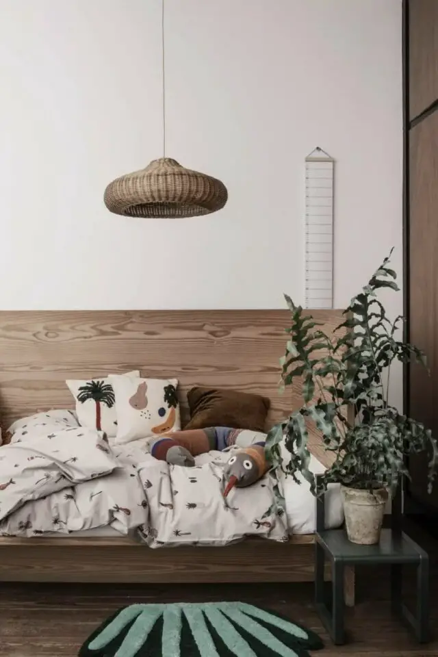 Abat-jour disque rotin tressé