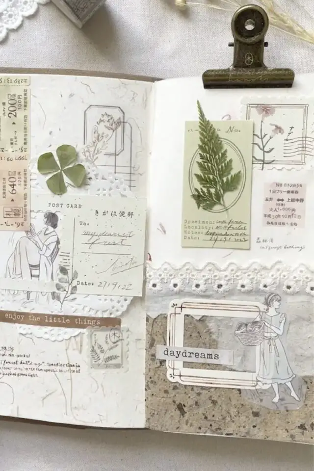 junk journal exemple définition loisir créatif carnet thérapie collage simple thème nature 
