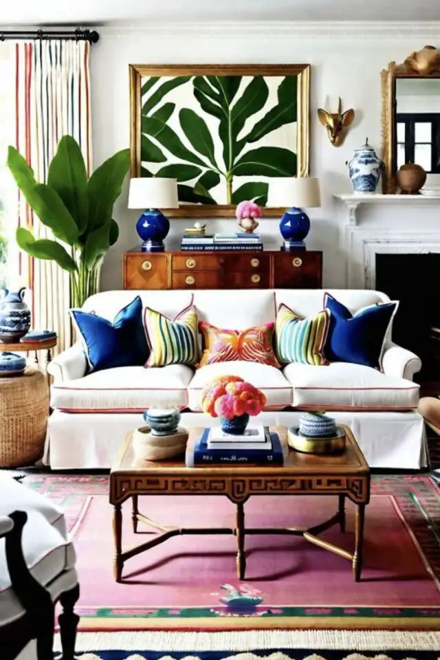 position canapé salon pas contre un mur espace passage à l'arrière 