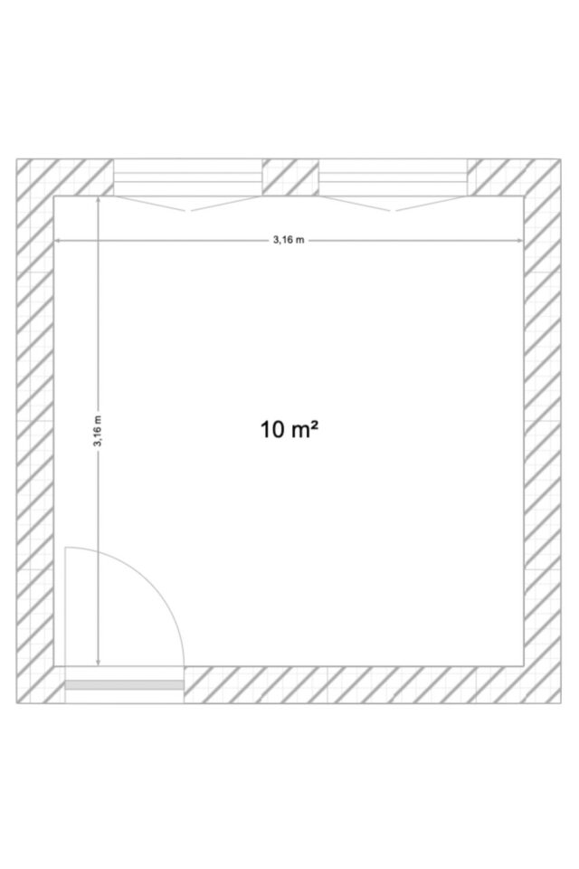 aménager bureau à domicile pièce carrée 10m2 une porte deux fenêtre exemples disposition mobilier et possibilités plan 2D