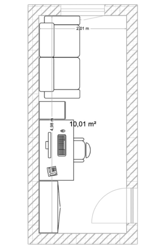 aménager bureau 10m2 en longueur pour une personne espace multi-fonction chambre d'ami avec canapé convertible 