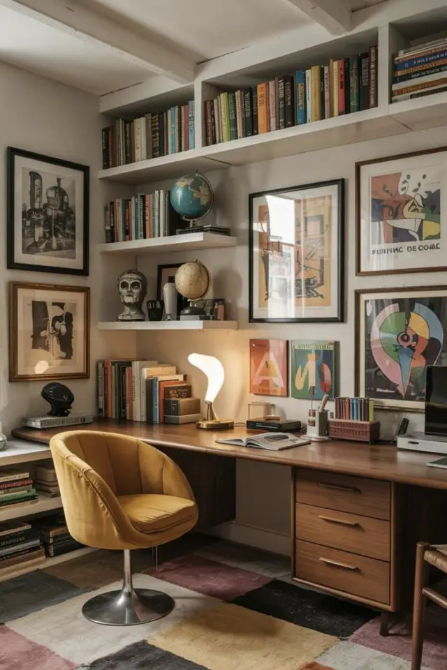 aménager bureau petit espace meuble en bois chaise fauteuil en velours bibliothèque murale pratique aménager bureau petit espace meuble en bois chaise fauteuil en velours bibliothèque murale pratique