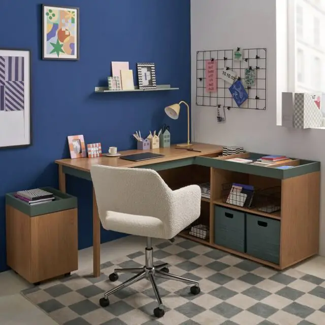 Bureau d’angle réversible avec rangement