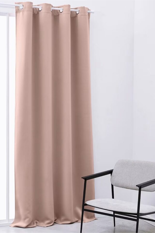 Rideau occultant à oeillets uni 140x240 cm rose poudré clair